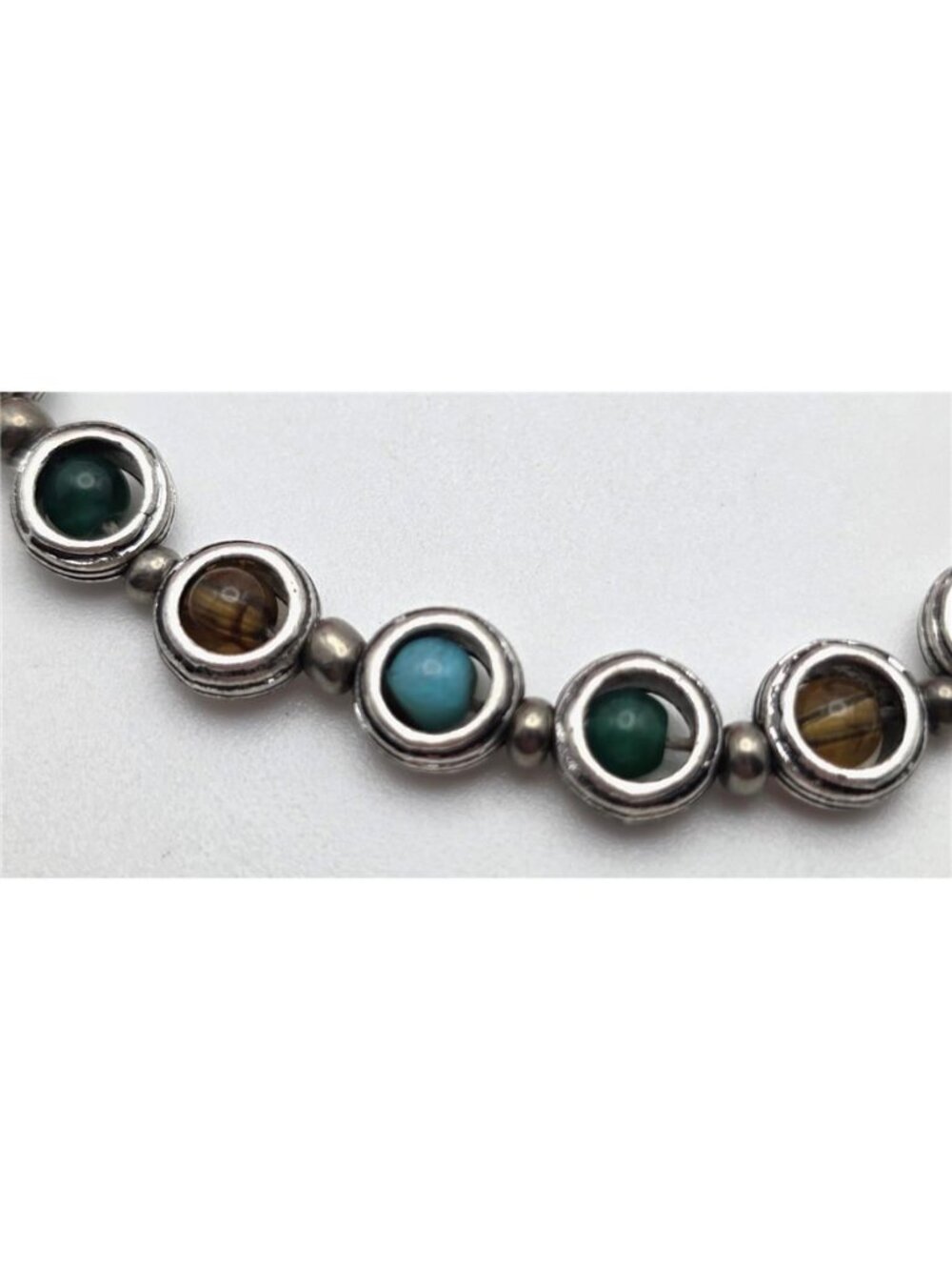 Premier Designs Southwestern Station Necklace Tiger Eye Turquoise Look 36 In - Picture 12 of 16